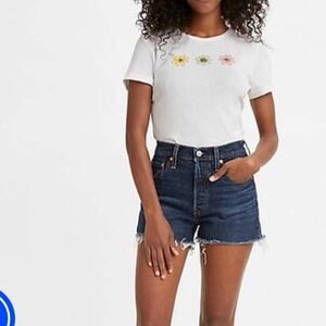 Levis 501 original jean shorts women's 18WbHigh Rise Medium Wash Raw Hem NWT